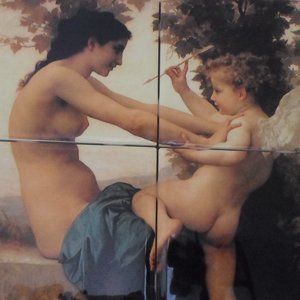 Lady & Cupid Cherub Tile Art / Décor - NWOT